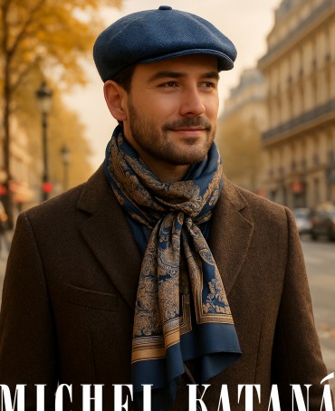 Кепка с козырьком, 8ми-клинка Мужская-Унисекс TWEED EDINBURG MARIN MIST из твида (Плотная Костюмно-Блейзерная ШЕРСТЬ) TWEED.8-EDINBURG/MARIN.MIST